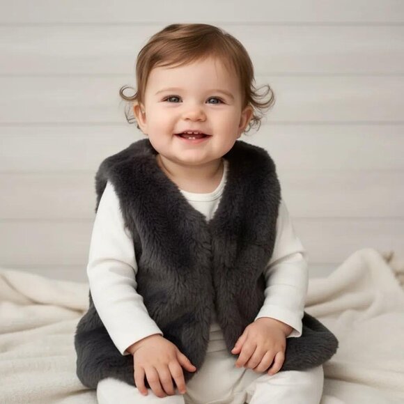 H&M Soft Faux Fur Lined Vest 4-6 Months - Picture 1 of 7